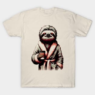 Unimpressed Sloth Sips Coffee: Funny Lazy Sloth T-Shirt T-Shirt